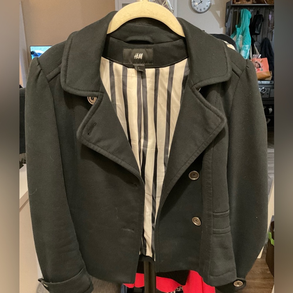 H&M Black Pea Coat Blazer